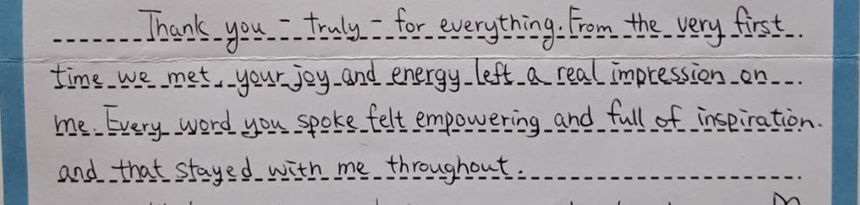 Message of impact from a previous student