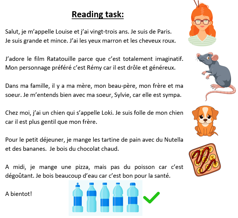French — adapted reading task