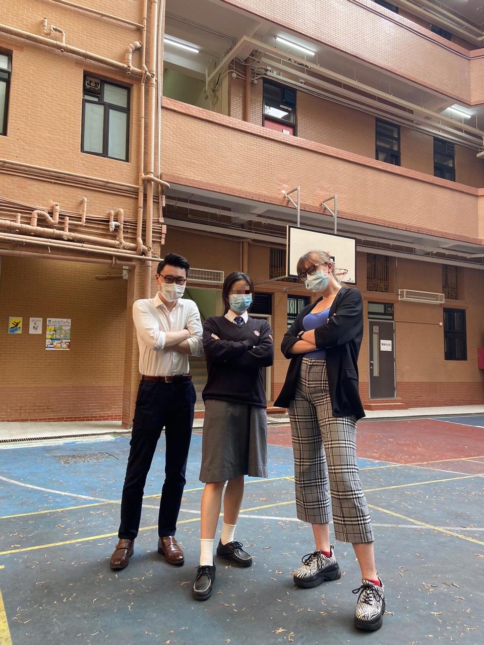 Form 6 leavers — with colleague and student